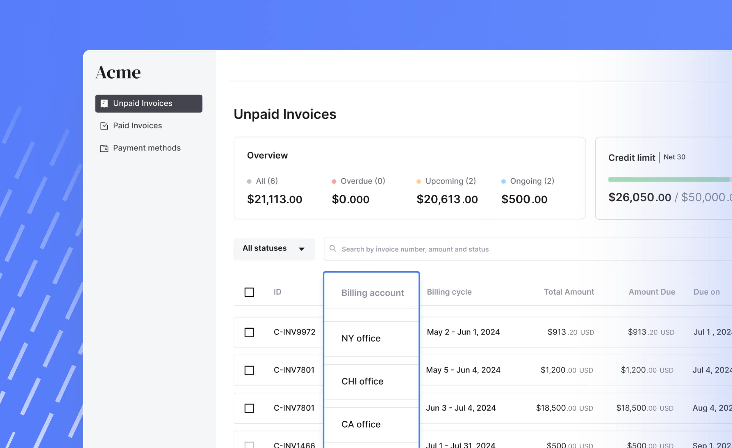 Consolidated invoicing